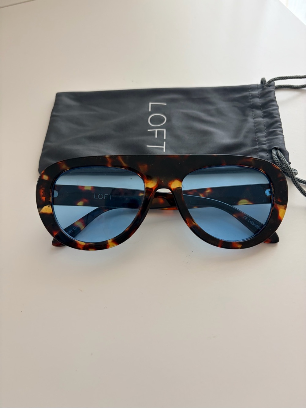 LOFT Tortoiseshell Frame Sunglasses with Blue Lenses